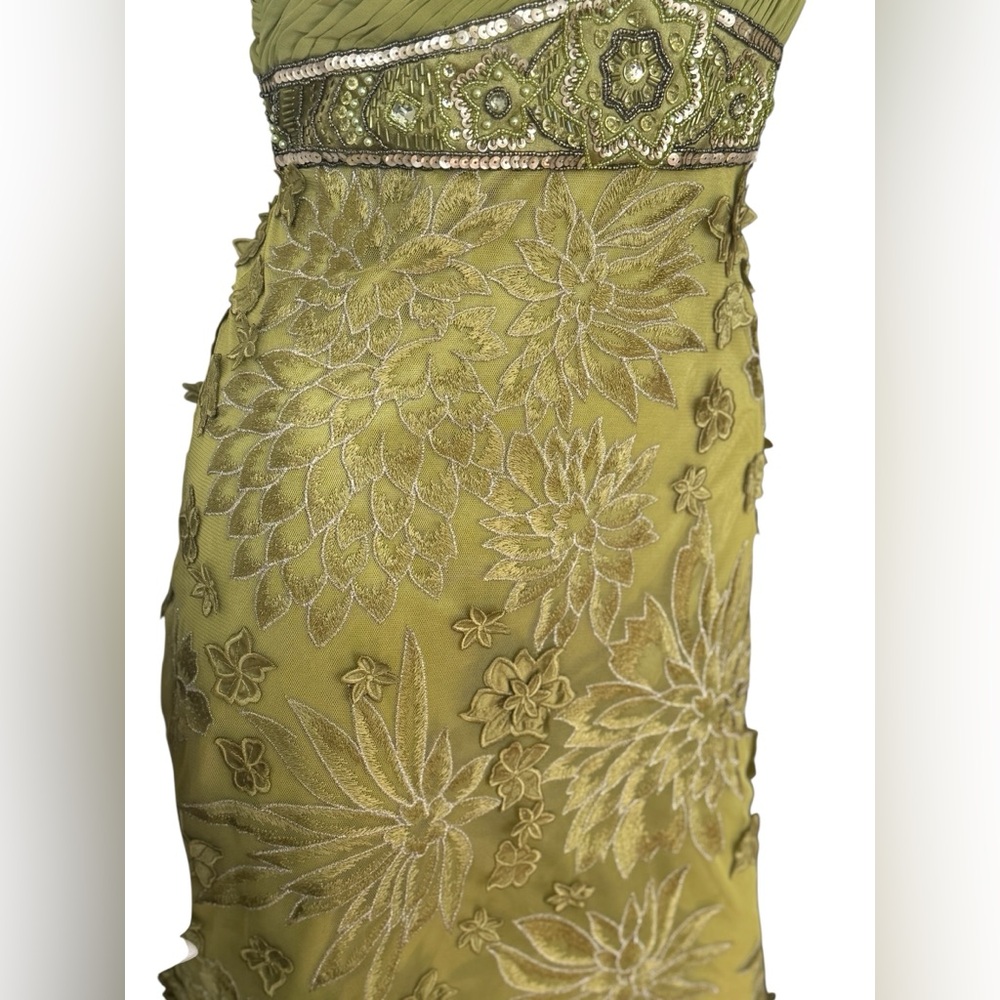 NWT Sue Wong One-Shoulder Celadon Floral Dress - Picture 5 of 12